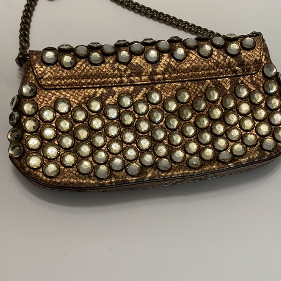 Betsey Johnson rhinestone clutch in gold gently used - Picture 7 of 9